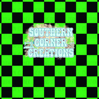 Neon lime/ black checker
