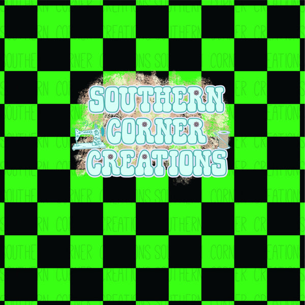 Neon lime/ black checker