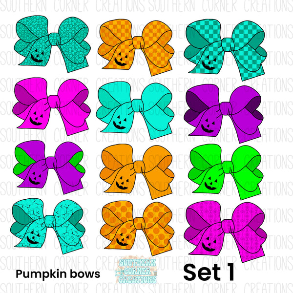 Pumpkin bow clipart (set 1)