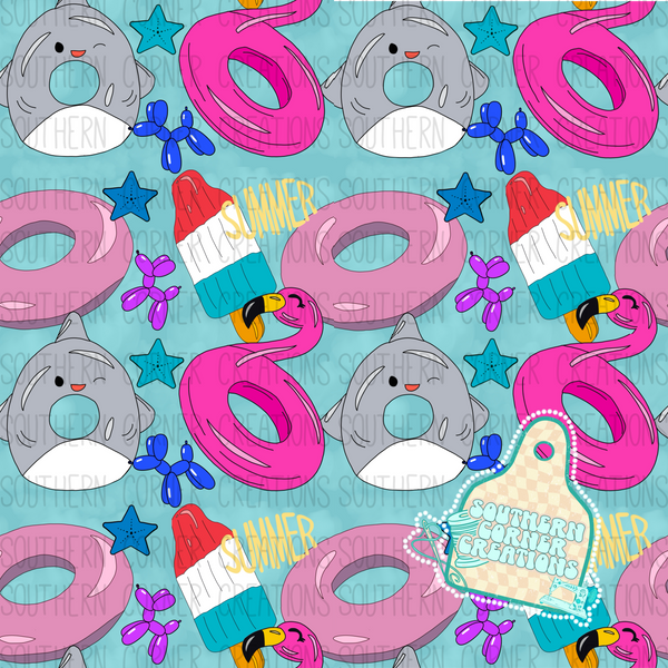 HAND DRAWN summer floatie seamless