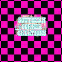 Neon pink / black checker