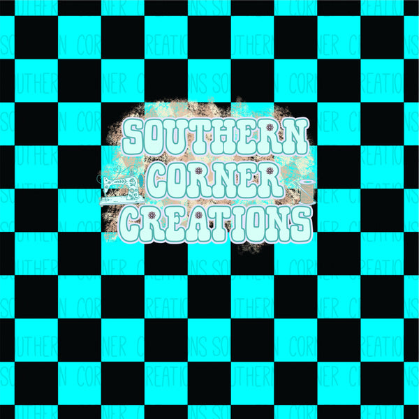 Turquoise/Black checker