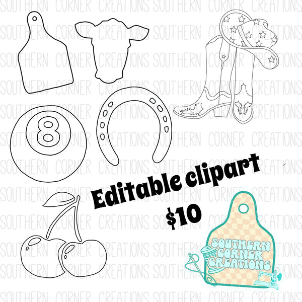 Western Editable Clipart bundle