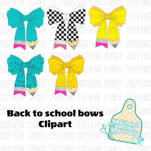 Hand drawn back to school bows clipart