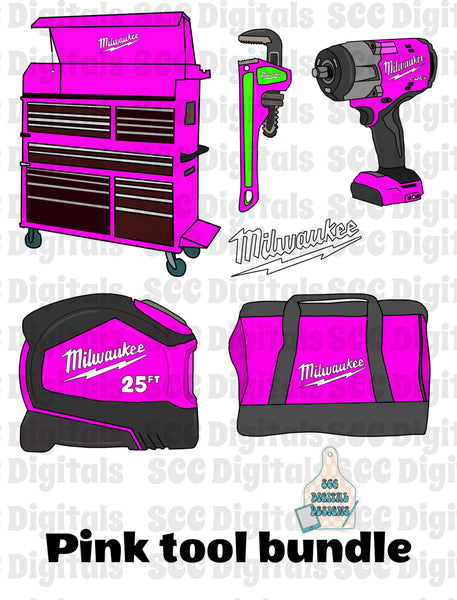 Pink tool clipart bundle
