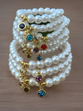Birthstone glass bracelets (pearl)