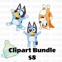 Hand drawn blue dog Clipart bundle