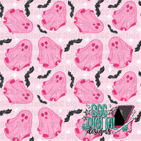 Glitter pink ghost seamless