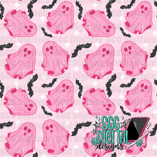 Glitter pink ghost seamless