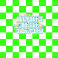 Neon lime/ white checker