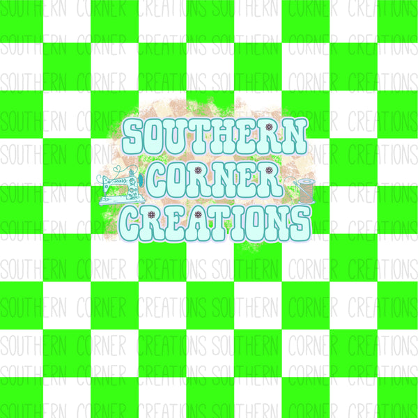 Neon lime/ white checker