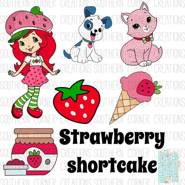 Hand drawn strawberry girl clip art