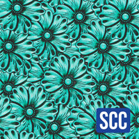 Turquoise Tooled Leather Floral