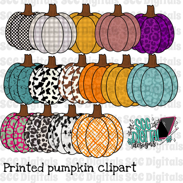 Printed pumpkin bundle 1 clipart