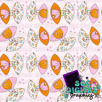Working brand bow floral seamless