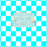 Turquoise and White checker