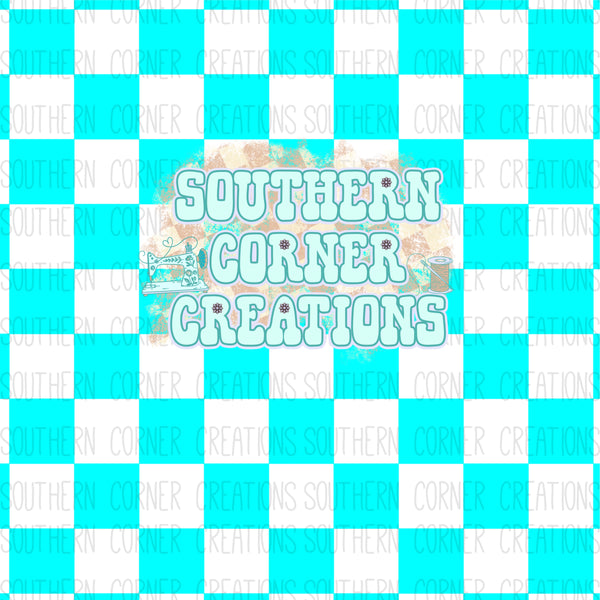 Turquoise and White checker