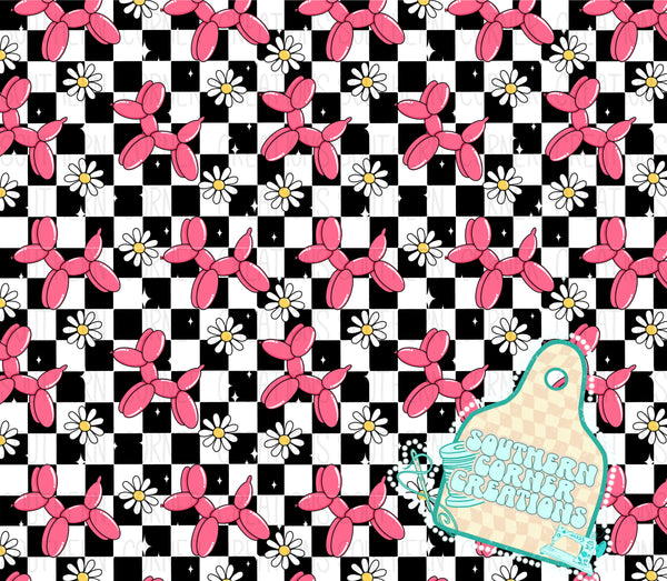 b&W checker balloon dogs