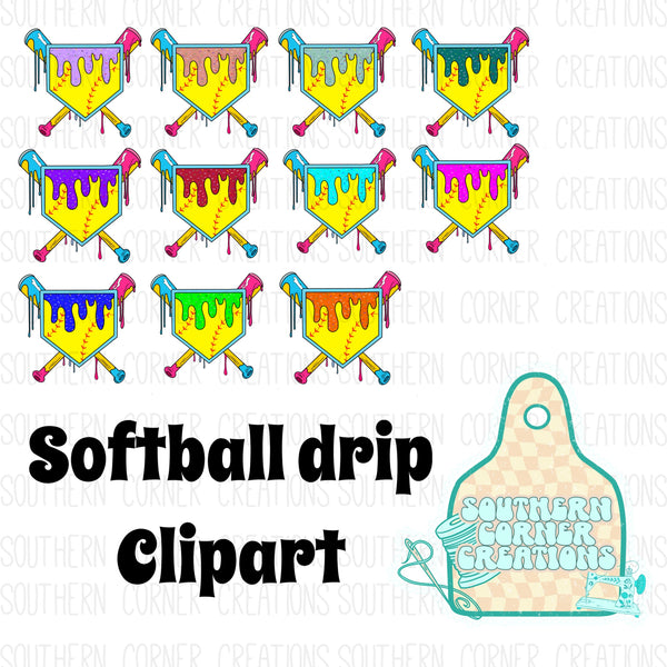 Softball drip clipart