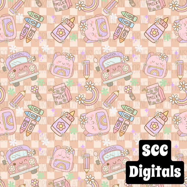 Girly Retro back to school Seamless