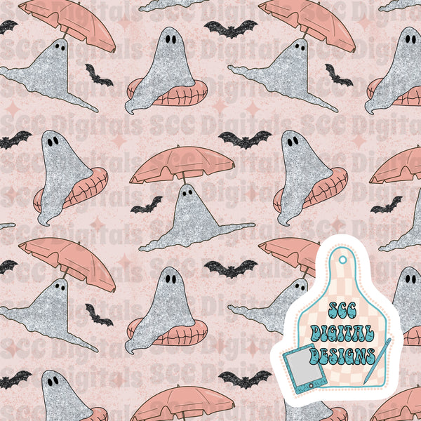 Summer spooky ghost seamless