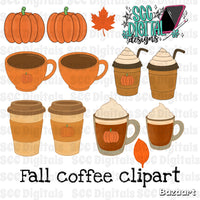 Fall coffee clipart bundle