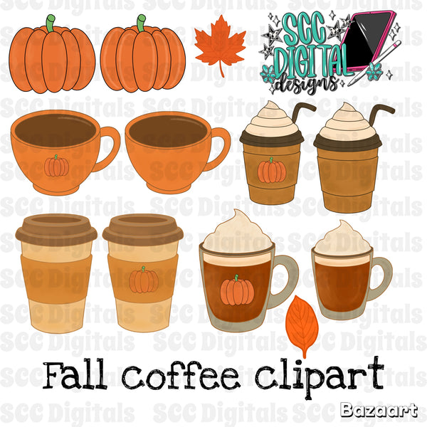 Fall coffee clipart bundle