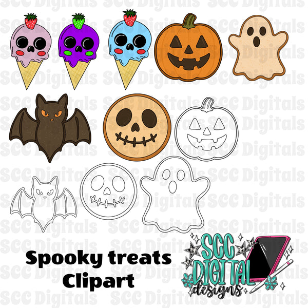 Semi exclusive - spooky treats  clipart bundle