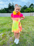 Coral /yellow/white Neon Tie-Dye (rib)