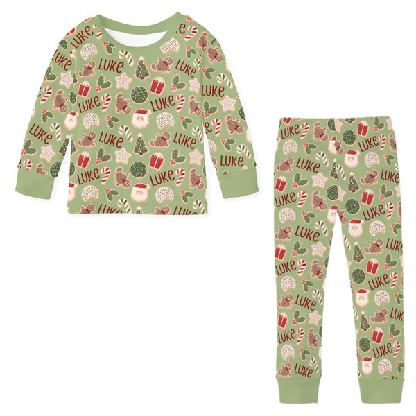 PREORDER - Name Pajamas- Green Christmas Cookies